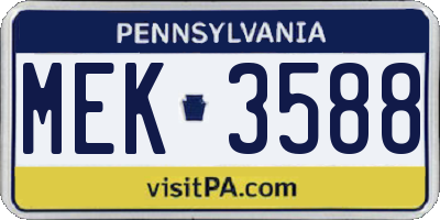 PA license plate MEK3588