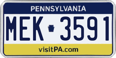 PA license plate MEK3591