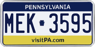 PA license plate MEK3595