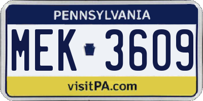 PA license plate MEK3609