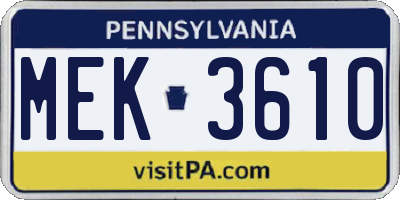 PA license plate MEK3610