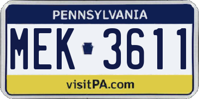 PA license plate MEK3611