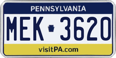 PA license plate MEK3620