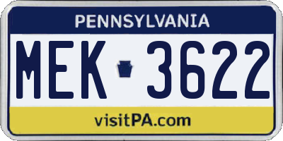PA license plate MEK3622