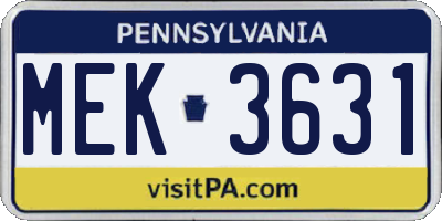 PA license plate MEK3631