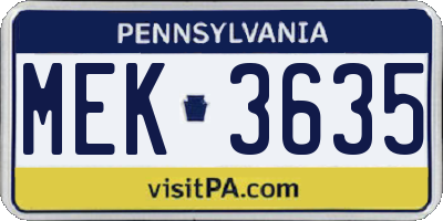 PA license plate MEK3635
