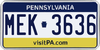 PA license plate MEK3636