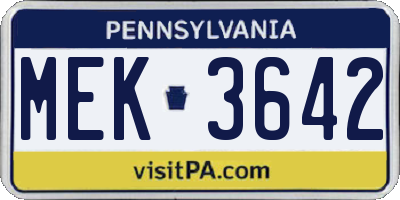 PA license plate MEK3642
