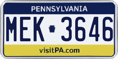 PA license plate MEK3646