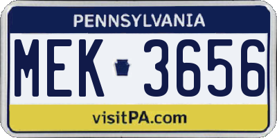 PA license plate MEK3656