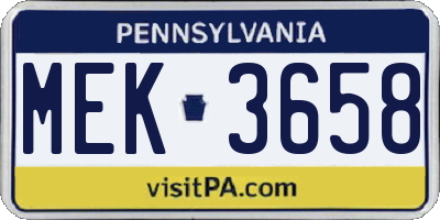 PA license plate MEK3658