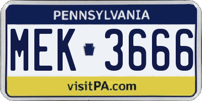 PA license plate MEK3666