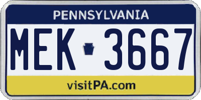 PA license plate MEK3667