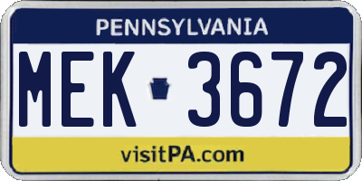 PA license plate MEK3672