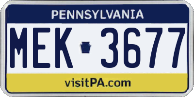 PA license plate MEK3677