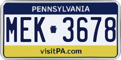 PA license plate MEK3678