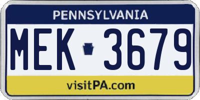 PA license plate MEK3679