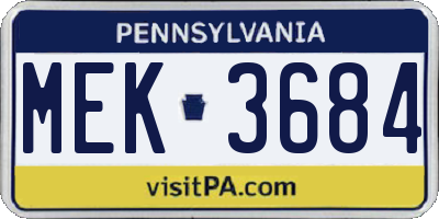 PA license plate MEK3684