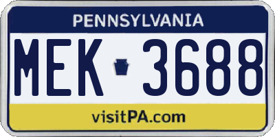 PA license plate MEK3688