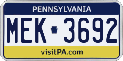 PA license plate MEK3692