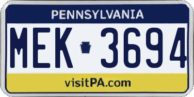 PA license plate MEK3694