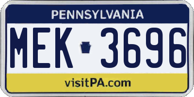PA license plate MEK3696