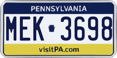 PA license plate MEK3698
