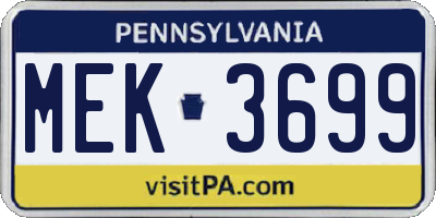 PA license plate MEK3699