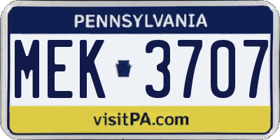 PA license plate MEK3707