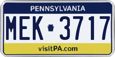 PA license plate MEK3717