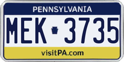 PA license plate MEK3735