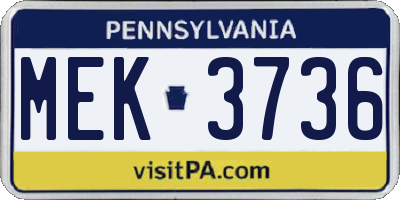 PA license plate MEK3736