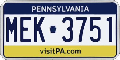 PA license plate MEK3751