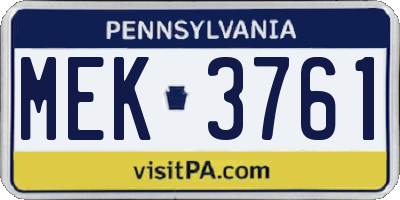 PA license plate MEK3761