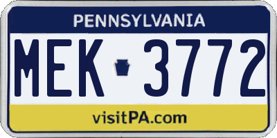 PA license plate MEK3772