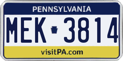 PA license plate MEK3814