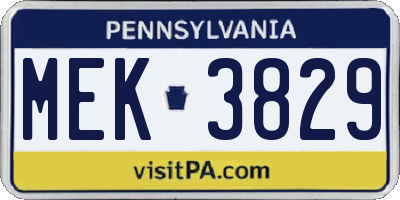 PA license plate MEK3829