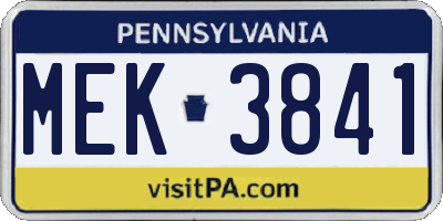 PA license plate MEK3841