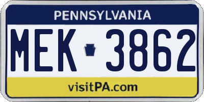 PA license plate MEK3862