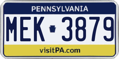 PA license plate MEK3879