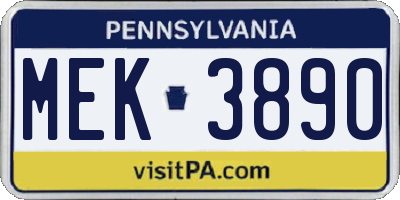 PA license plate MEK3890
