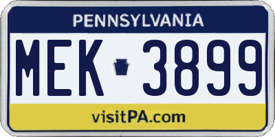PA license plate MEK3899