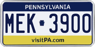 PA license plate MEK3900
