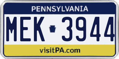 PA license plate MEK3944