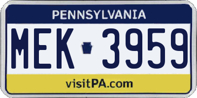 PA license plate MEK3959