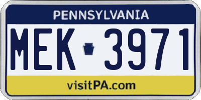 PA license plate MEK3971