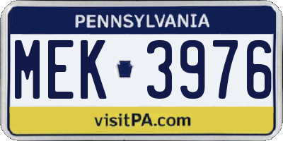 PA license plate MEK3976