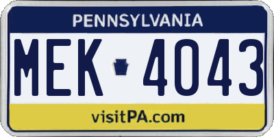 PA license plate MEK4043