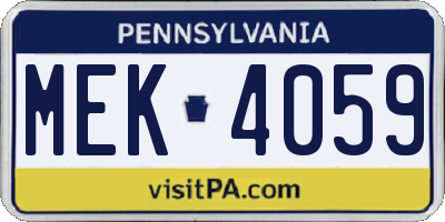 PA license plate MEK4059