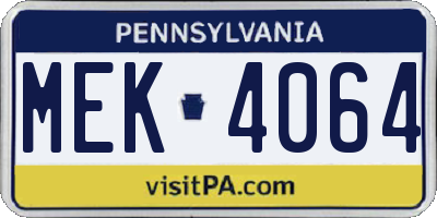 PA license plate MEK4064